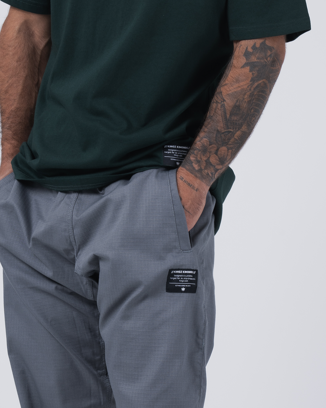 Kingz Casual Rip Stop Gi Pant - Grey