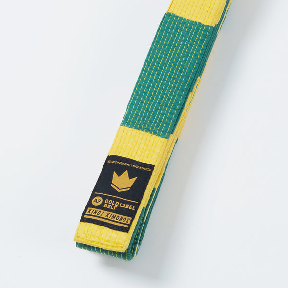 Kingz Gold Label V2 BJJ Belts - Yellow/Green - Fighters Market