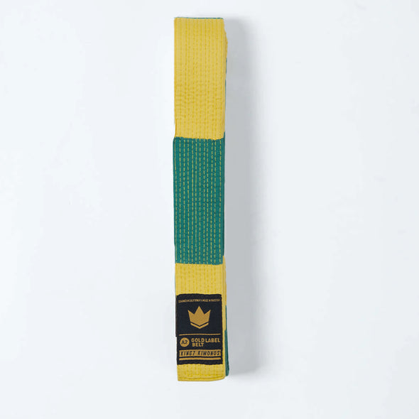 Kingz Gold Label V2 BJJ Belts - Yellow/Green - Fighters Market